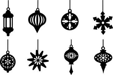 Decorative Ornaments & Lantern Silhouettes vector