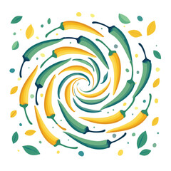 Chili Pepper in a Whimsical Scene with Vibrant Swirl Motions All Around.