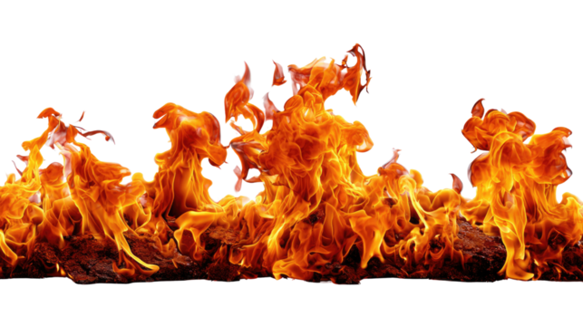 Fiery Inferno: An inferno of bright orange flames dances, isolated to focus on the raw, destructive power. The image captures the heat and dynamic movement of fire, creating a striking visual impact.