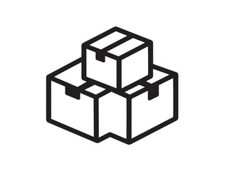 Clean house moving boxes icon with outline illustration