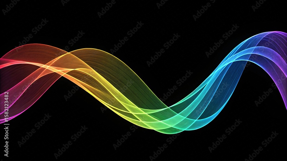 Poster flowing rainbow waves abstract background colorful curve