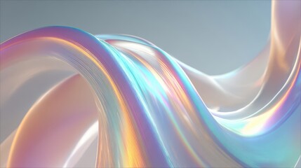 Abstract Iridescent Ribbon Twisting in a Soft Gradient Background