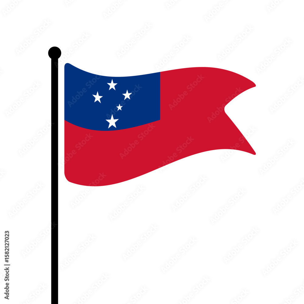 Poster flag of samoa. samoa flag computer digital vector illustration icon design. fluttering flagpole flag