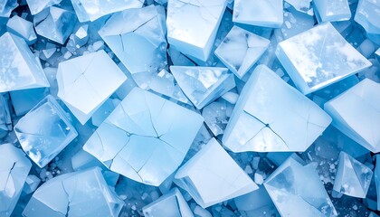 Shattered ice, light blue, fragmented