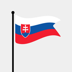 Flag of Slovakia. Slovakia flag computer digital vector illustration icon design. Fluttering flagpole flag.