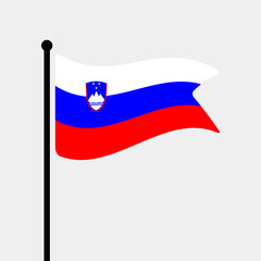 Flag of Slovenia. Slovenia flag computer digital vector illustration icon design. Fluttering flagpole flag.