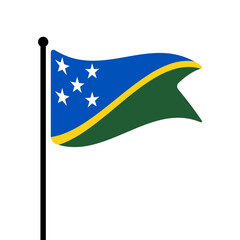 Flag of Solomon Islands. Solomon Islands flag computer digital vector illustration icon design. Fluttering flagpole flag.