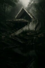 Abandoned house with swimming pool 