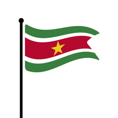 Flag of Suriname. Suriname flag computer digital vector illustration icon design. Fluttering flagpole flag.