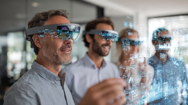 Business Team Collaborating with Augmented Reality Technology