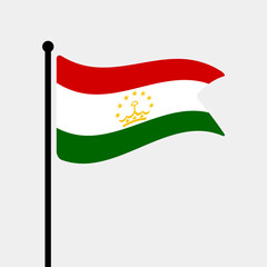 Flag of Tajikistan. Tajikistan flag computer digital vector illustration icon design. Fluttering flagpole flag.