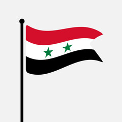 Flag of Syria. Syria flag computer digital vector illustration icon design. Fluttering flagpole flag.