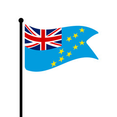 Flag of Tuvalu. Tuvalu flag computer digital vector illustration icon design. Fluttering flagpole flag.