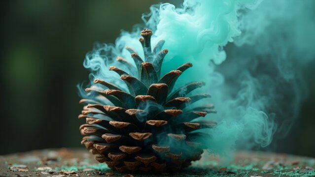 Smoking Pinecone Natural Close up - Powered by Adobe