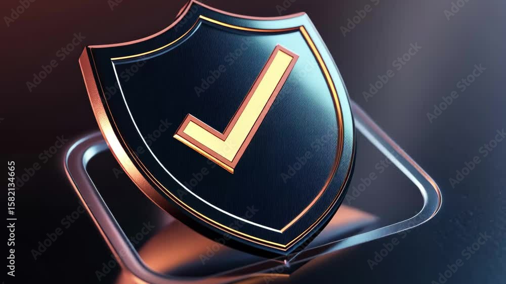 Poster shield displaying a check mark represents secure online payments for safer transactions, shield with