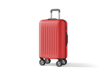 Modern Blue Hard Shell Luggage Suitcase with Spinner Wheels Isolated on White Background

