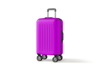Modern Blue Hard Shell Luggage Suitcase with Spinner Wheels Isolated on White Background

