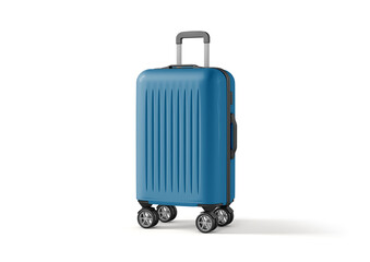 Modern Blue Hard Shell Luggage Suitcase with Spinner Wheels Isolated on White Background

