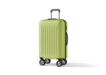 Modern Blue Hard Shell Luggage Suitcase with Spinner Wheels Isolated on White Background


