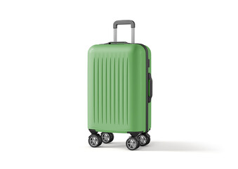 Modern Blue Hard Shell Luggage Suitcase with Spinner Wheels Isolated on White Background

