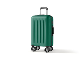 Modern Blue Hard Shell Luggage Suitcase with Spinner Wheels Isolated on White Background

