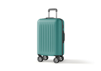 Modern Blue Hard Shell Luggage Suitcase with Spinner Wheels Isolated on White Background

