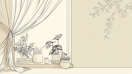 Windowsill scene with plants