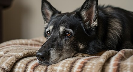 Dignified Senior German Shepherd Resting Peacefully, Beauty of Aging