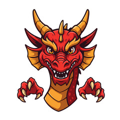 Fierce Red Dragon Head Illustration: Perfect for Fantasy Designs