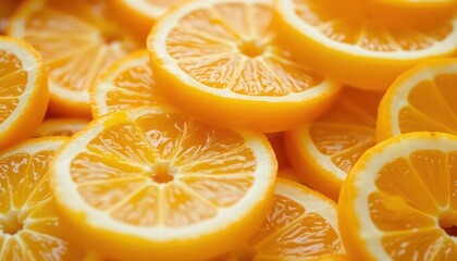 Close-up of Freshly Sliced Oranges, Vibrant Colors and Citrusy Detail