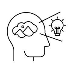 Imagination – Cloud and Lightbulb Representing Creative Thought on Transparent Background. 
