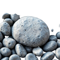 Pebble smooth gray nature isolated, Natural stone texture object, Organic river rock element, Decorative earthy detail, Ground surface component