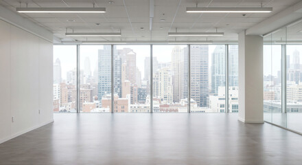 minimalist interior of a spacious office space . Generative AI