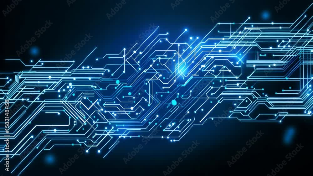 Aufkleber abstract digital circuit background with glowing blue lines and nodes, representing futuristic techn