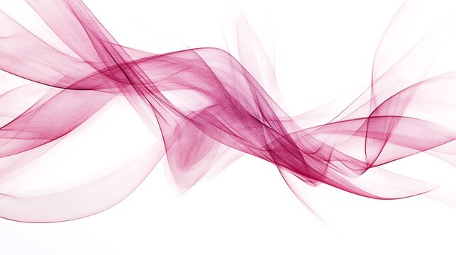Abstract flowing pink ribbons on white background