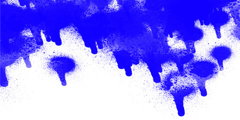 Vibrant blue spray paint drips and splatter forming a unique top border. Grunge artistic effect with paint particles, perfect for edgy accents. Isolated graphic element on transparent background, PNG 