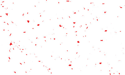 Scattered red abstract geometric shapes isolated on white background