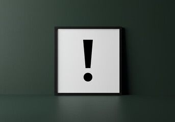 bold punctuation mark in stylish black frame on green background

