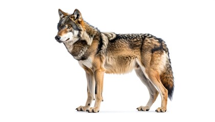Fototapeta premium Side view of a wolf against a white background