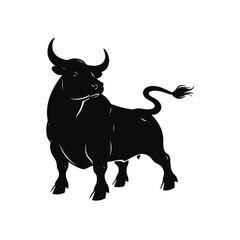 Bull silhouette icon. strength and perseverance symbol. vector image of animal