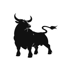 Bull silhouette icon. strength and perseverance symbol. vector image of animal