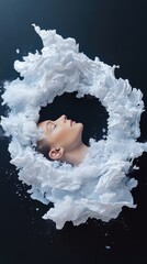 Woman Surrounded by Cloud of Powder