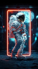 Astronaut in Spacesuit on Lunar Surface