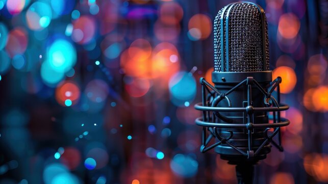 Professional Condenser Microphone Capturing Digital Audio Energy in Modern Music Studio