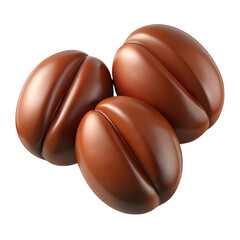 3d realistic coffee beans isolated on transparent background