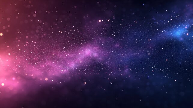 Pink & blue galaxy with bokeh sparkles, hazy, spacey
