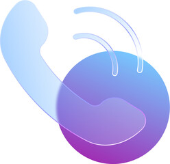 Transparent Background Phone Communication Glassmorphism Icon Design