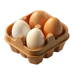 3d carton of eggs isolated on transparent background