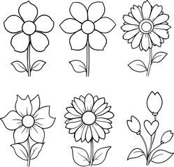Hand-Drawn Floral Outlines: Simple & Elegant Flower Vector Illustrations