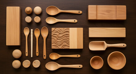 Elegant Wooden Kitchen Utensils Set Cooking Tools